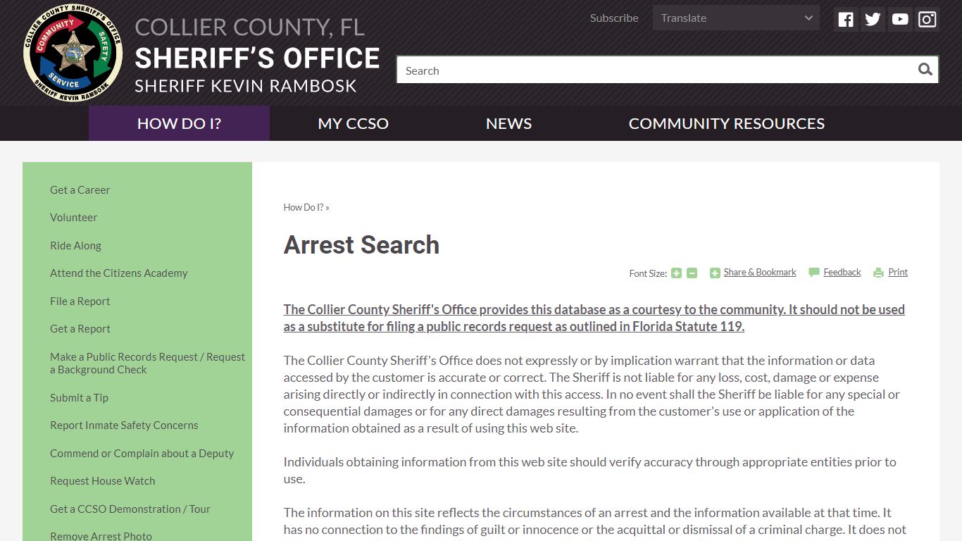 Arrest Search | Collier County, FL Sheriff