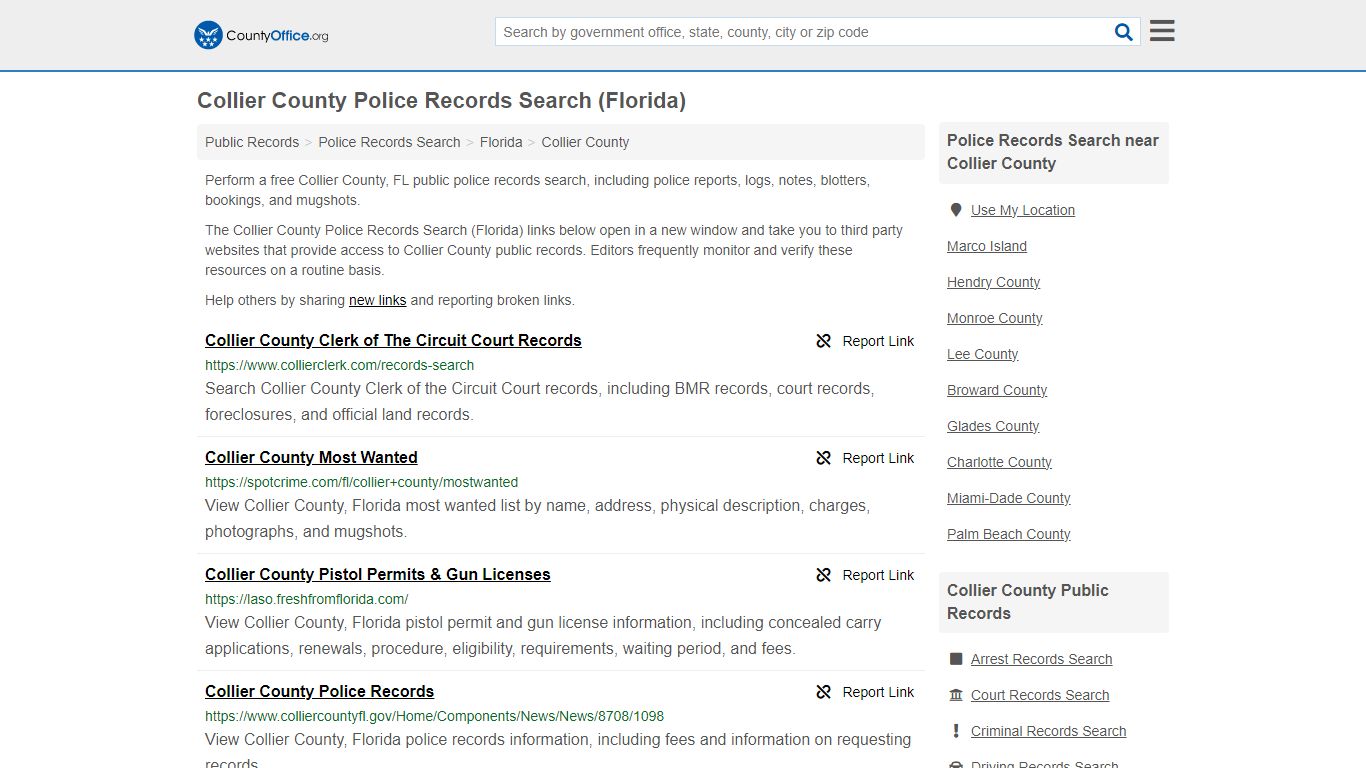 Police Records Search - Collier County, FL (Accidents & Arrest Records)